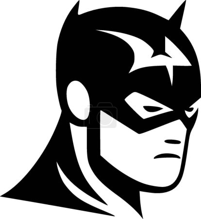 Superhero - black and white isolated icon - vector illustration