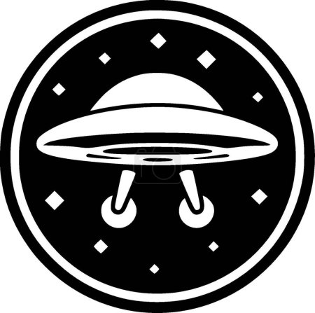 Ilustración de Ufo - ilustración vectorial en blanco y negro - Imagen libre de derechos