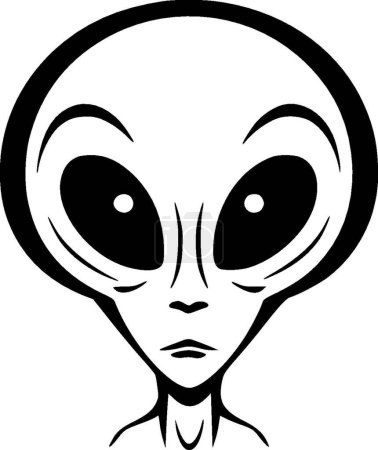 Alien - icono aislado en blanco y negro - ilustración vectorial