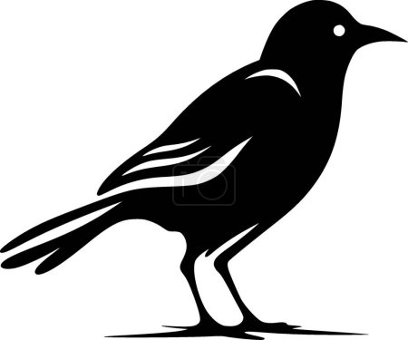 Téléchargez les illustrations : Corbeau - illustration vectorielle noir et blanc - en licence libre de droit