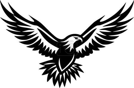 Illustration for Eagle - black and white isolated icon - vector illustration - Royalty Free Image