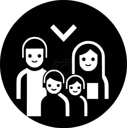 Familie - Schwarz-Weiß-Vektorillustration