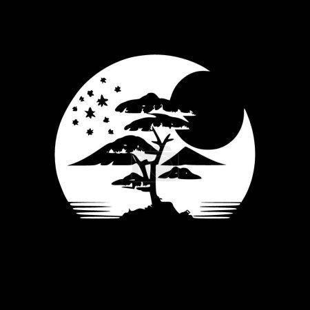 Japan - black and white vector illustration