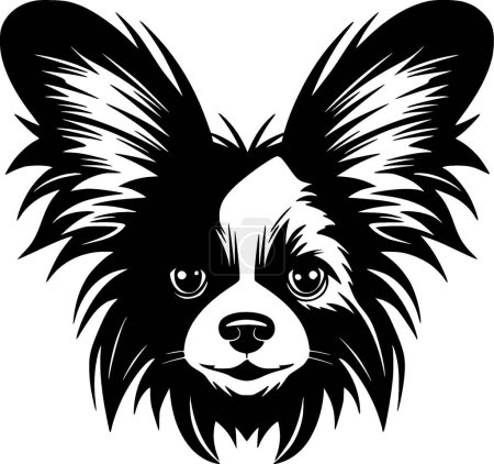 Papillon chien - logo minimaliste et plat - illustration vectorielle