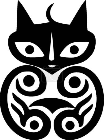 Cat - ilustración vectorial en blanco y negro
