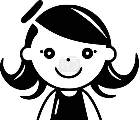 Niños - ilustración vectorial en blanco y negro