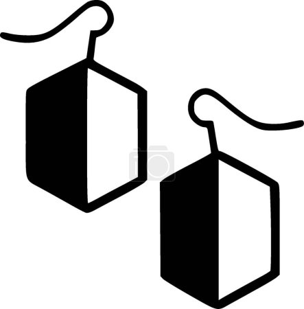 Earrings - black and white isolated icon - vector illustration