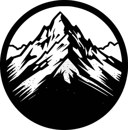 Chaîne de montagnes - icône isolée en noir et blanc - illustration vectorielle