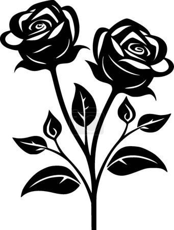 Illustration for Roses - black and white vector illustration - Royalty Free Image