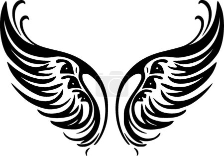 Flügel - schwarz-weiße Vektorillustration