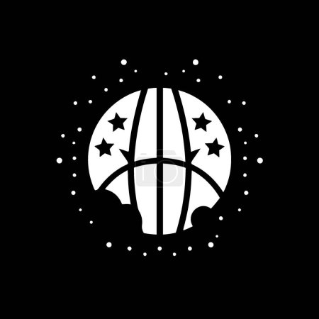 Basketball - icône isolée en noir et blanc - illustration vectorielle