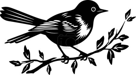 Vogel - schwarz-weißes Icon - Vektorillustration