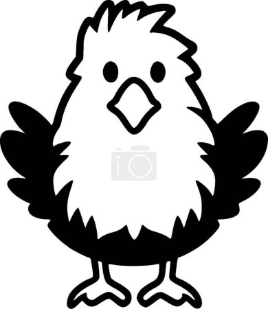 Chicken - black and white vector illustration