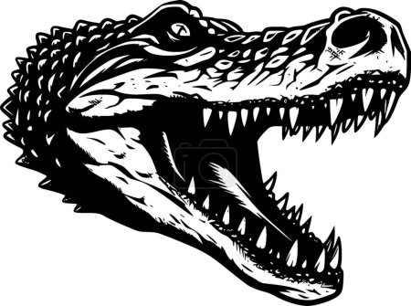 Illustration for Crocodile - black and white isolated icon - vector illustration - Royalty Free Image