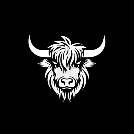 Vaca montañosa - ilustración vectorial en blanco y negro