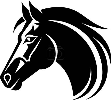 Caballo - icono aislado en blanco y negro - ilustración vectorial