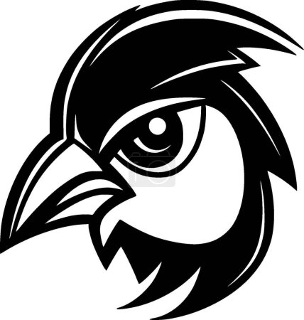 Papagei - schwarz-weiße Vektorillustration