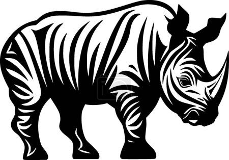 Nashorn - schwarz-weiße Vektorillustration