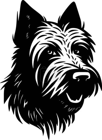 Illustration for Scottish terrier - black and white vector illustration - Royalty Free Image