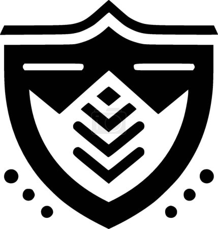Escudo - icono aislado en blanco y negro - ilustración vectorial