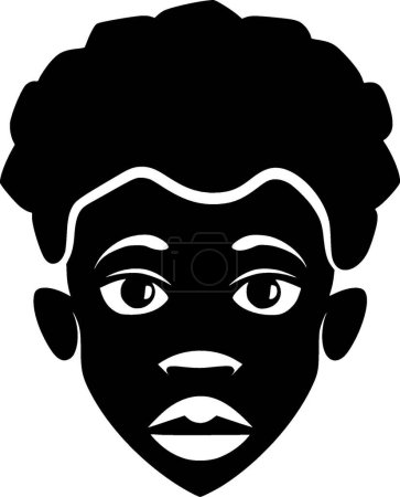 African - black and white isolated icon - vector illustration