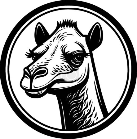 Kamel - schwarz-weiße Vektorillustration