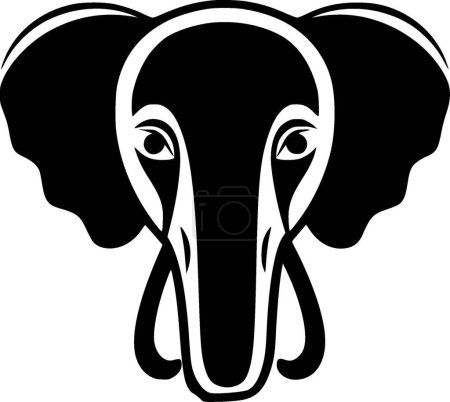 Elefant - schwarz-weißes Icon - Vektorillustration