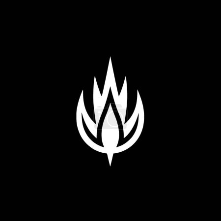 Fuego - icono aislado en blanco y negro - ilustración vectorial