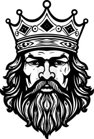 King - black and white isolated icon - vector illustration