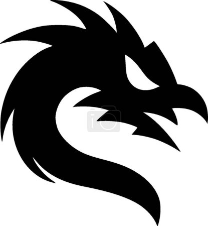 Dragón - ilustración vectorial en blanco y negro