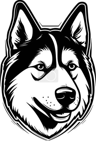 Illustration for Siberian husky - black and white vector illustration - Royalty Free Image