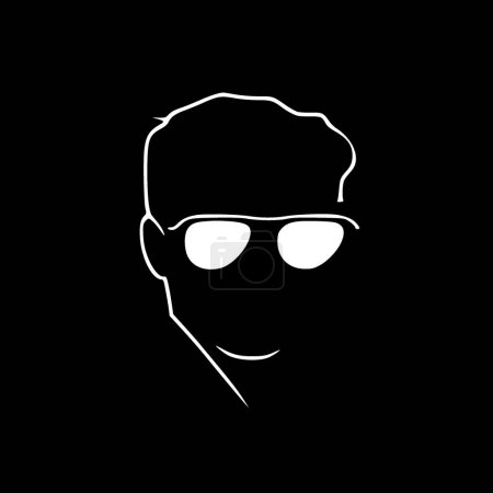 Sunglasses - black and white vector illustration