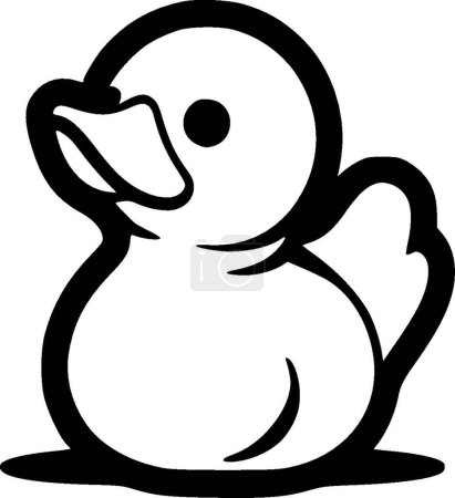 Pato de juguete - icono aislado en blanco y negro - ilustración vectorial