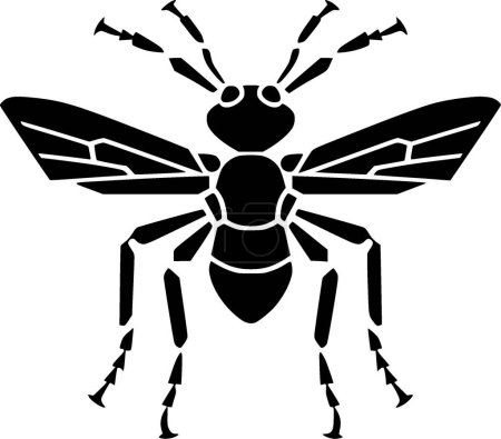Biene - schwarz-weißes Icon - Vektorillustration