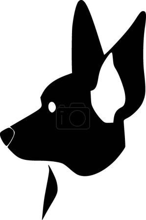 Orejas de perro - icono aislado en blanco y negro - ilustración vectorial