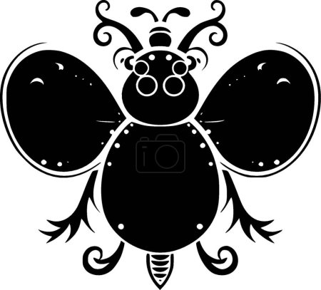 Ladybug - black and white isolated icon - vector illustration