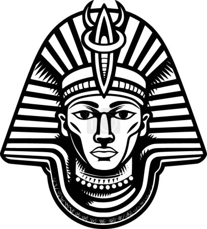 Pharaoh - black and white vector illustration