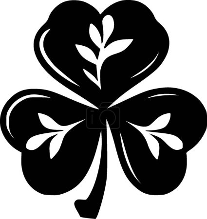 Shamrock - icône isolée en noir et blanc - illustration vectorielle