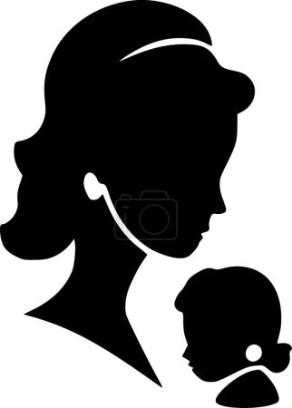 Madre - icono aislado en blanco y negro - ilustración vectorial
