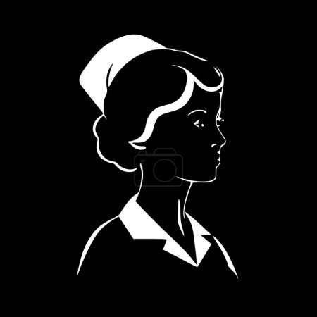 Krankenschwester - Schwarz-Weiß-Vektorillustration
