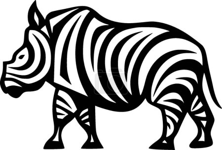 Rhinoceros - black and white vector illustration