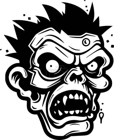 Zombie - icône isolée en noir et blanc - illustration vectorielle