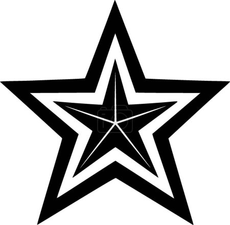Star - illustration vectorielle en noir et blanc