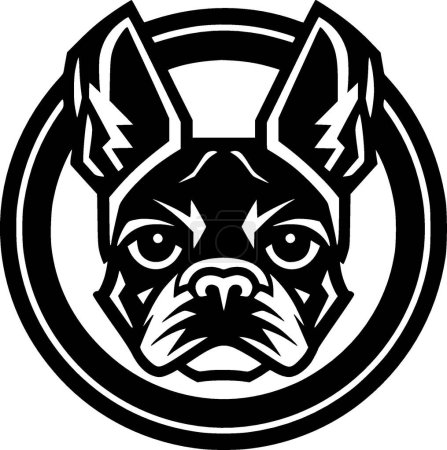 Illustration for French bulldog - black and white isolated icon - vector illustration - Royalty Free Image