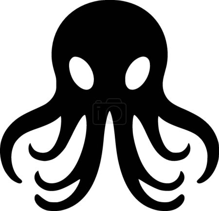 tentáculos de pulpo - icono aislado en blanco y negro - ilustración vectorial