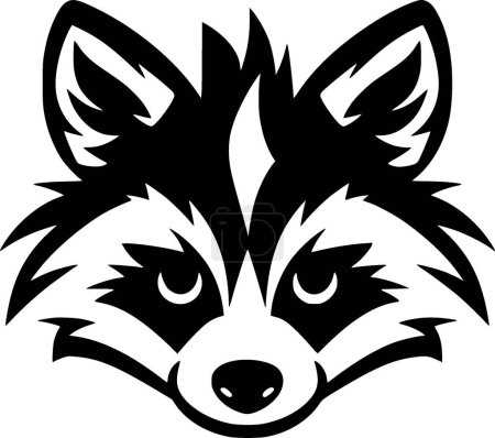 Raccoon - black and white isolated icon - vector illustration