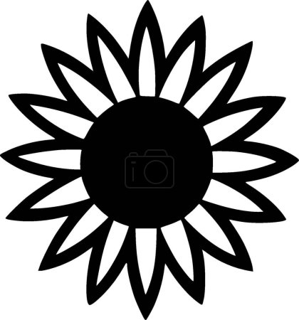 Tournesol - illustration vectorielle noir et blanc