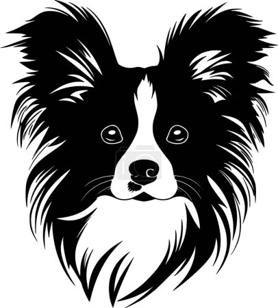 Papillon dog - black and white isolated icon - vector illustration