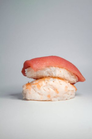 Photo for Tuna and shrimp seafood nigiri sushi - Royalty Free Image