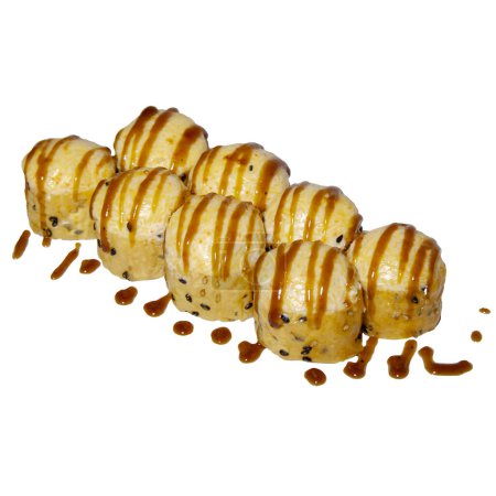 Photo for Baked mamenori sushi roll with sauce on top of it - Royalty Free Image